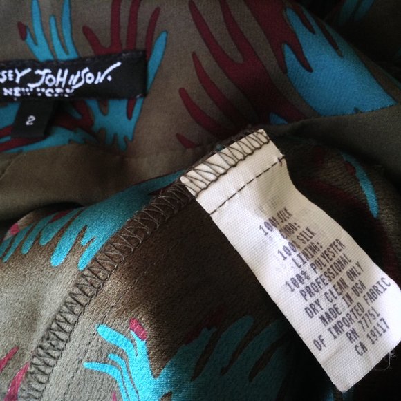 BETSEY JOHNSON V-NECK EMPIRE WAIST PRINT GREEN SHORT MINI DRESS 3/4 LONG SLEEVE - Picture 10 of 11